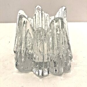 Vintage Nybro Glass Candle Holder Votive Tealight‎ Volcano Iceberg 1985 Sweden